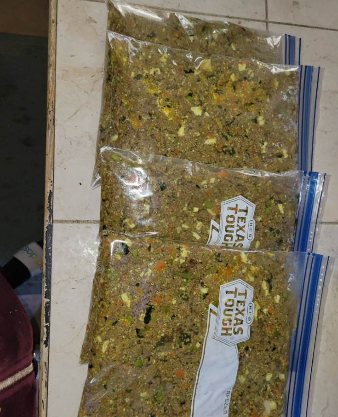 Another supplied view of the filled freezer bags