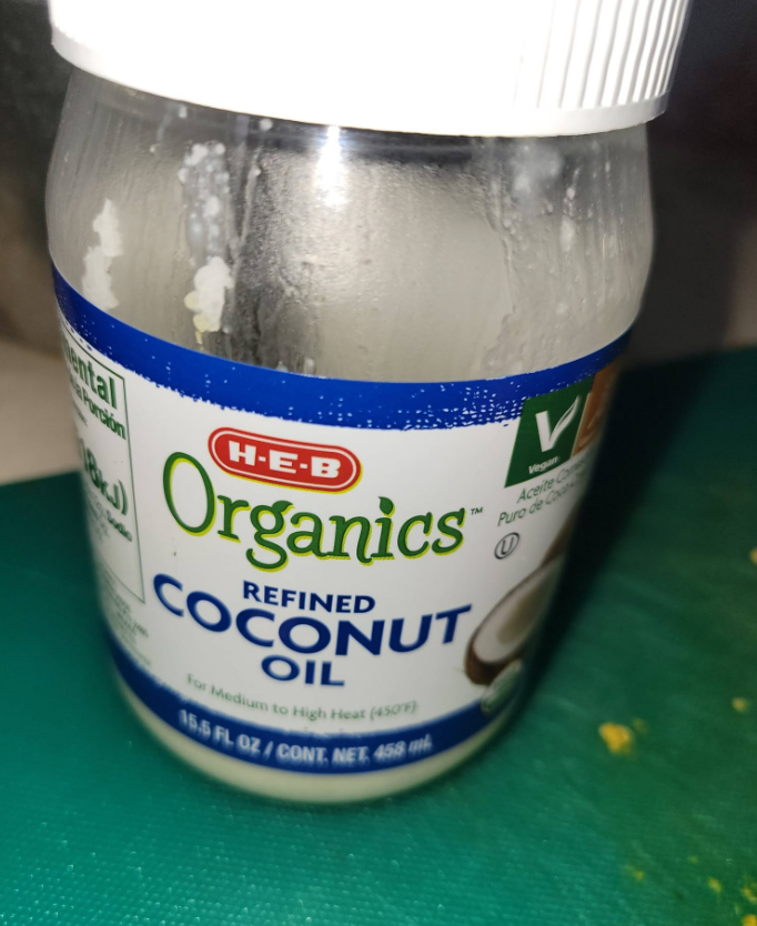 A jar of refined coconut oil