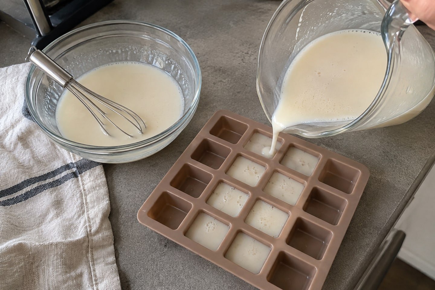 Preparing soft goat milk and broth gummies for dogs