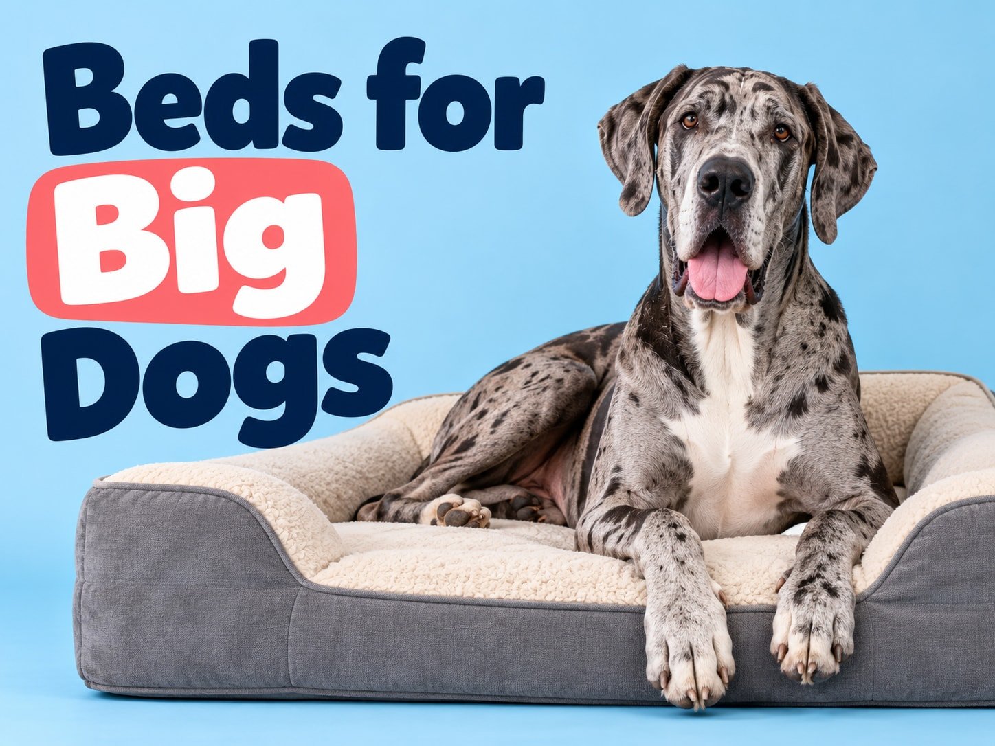 Great Dane in a pastel illustrated cover for Best Orthopedic Dog Beds for Large Dogs: A Buying Guide