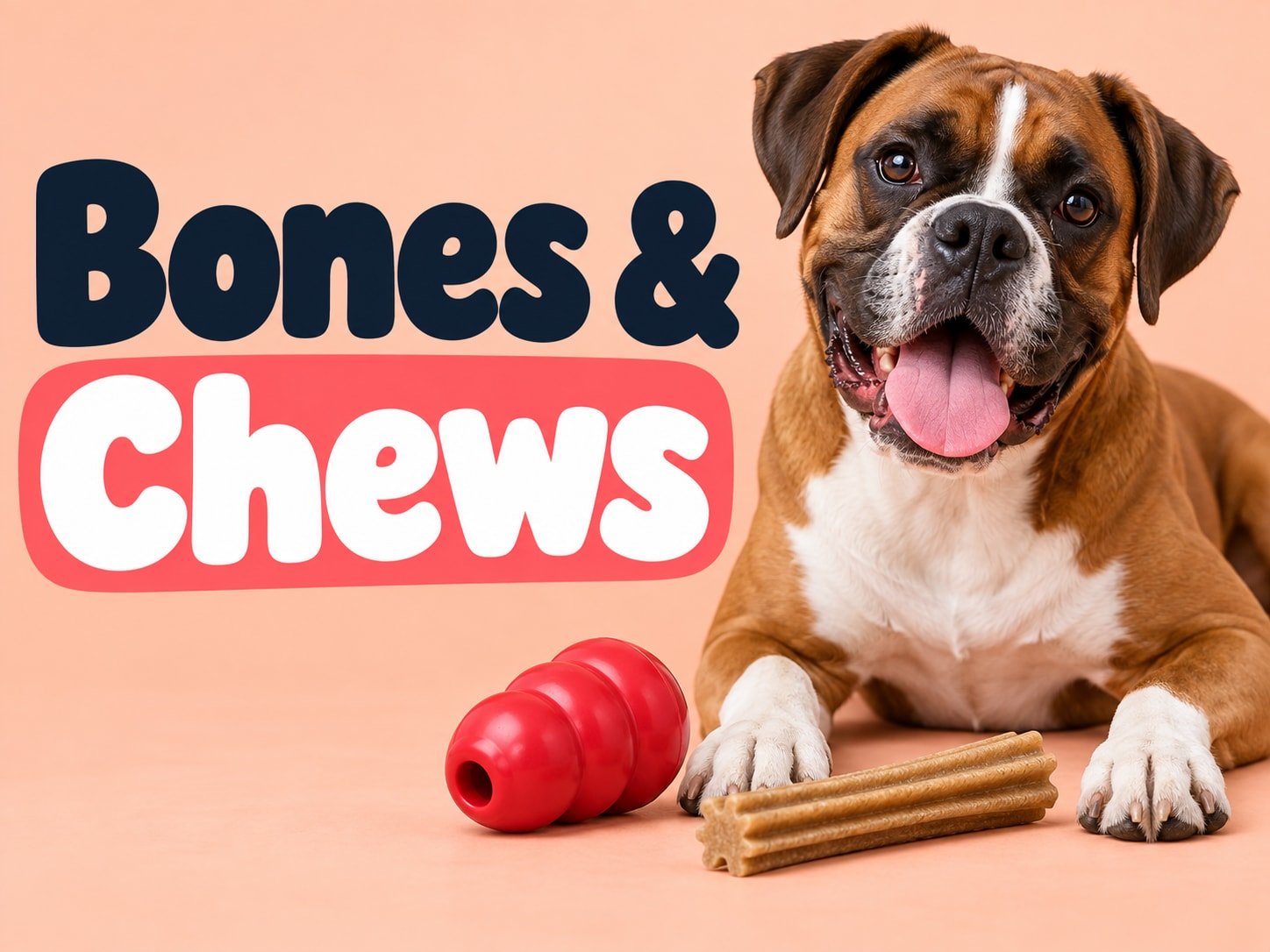 Boxer in a pastel illustrated cover for Bones & Chews: Choosing Safer Options for Your Dog