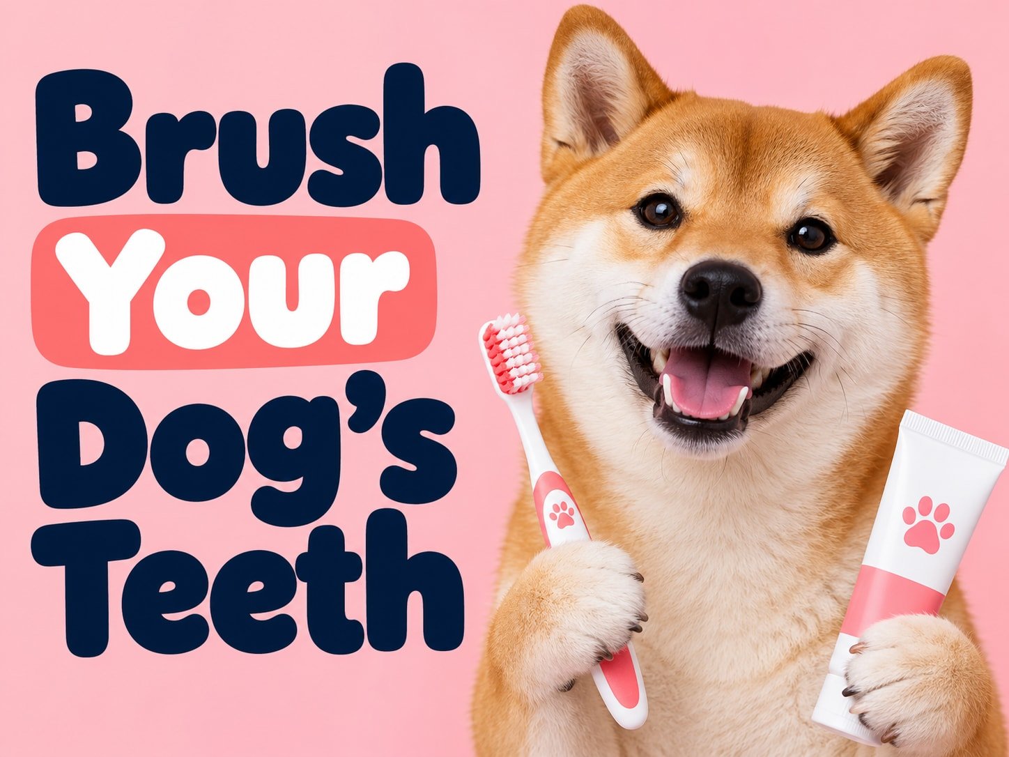 Shiba Inu in a pastel illustrated cover for How to Clean Your Dog’s Teeth at Home