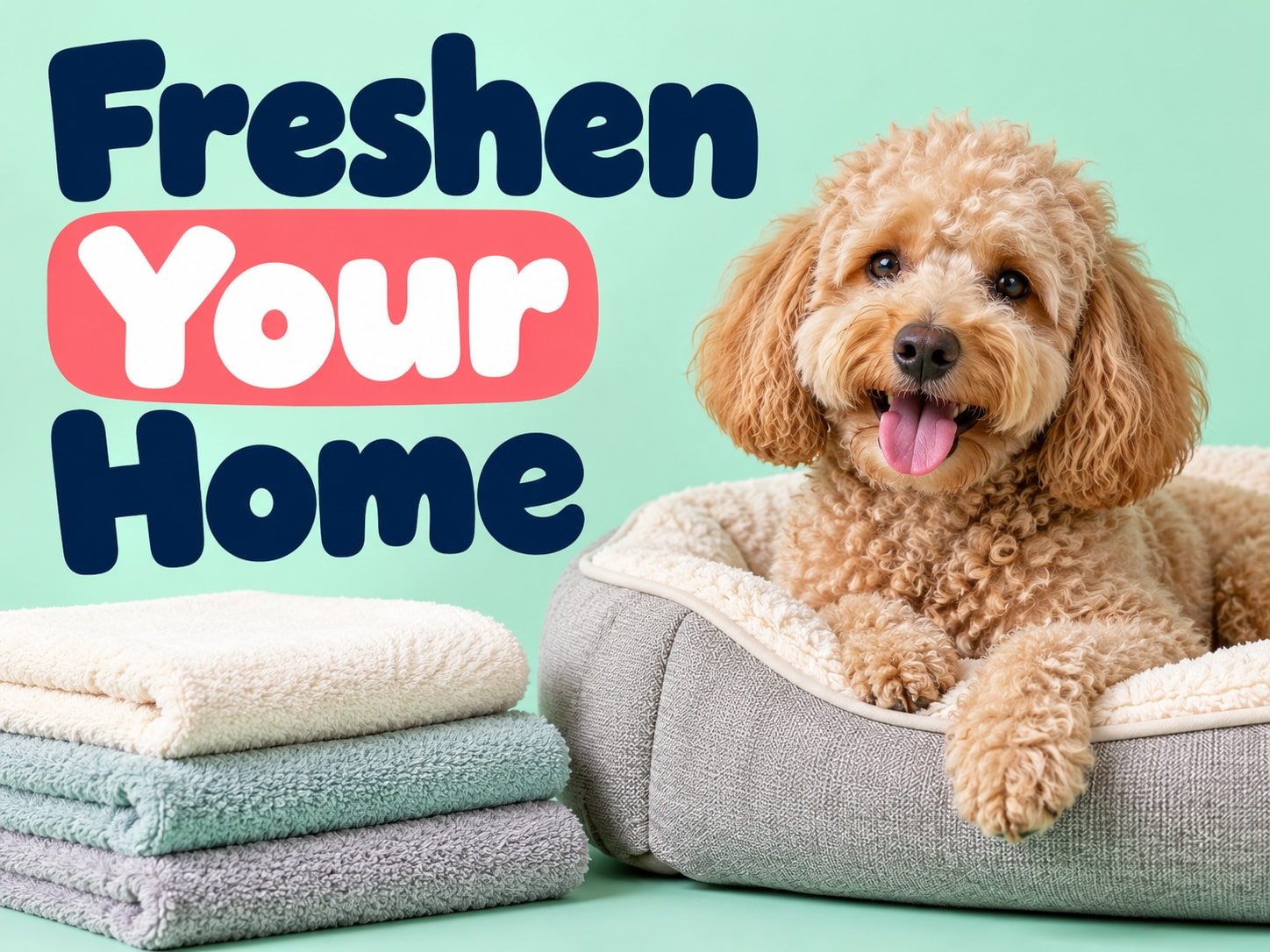 Poodle in a pastel illustrated cover for How to Remove Dog Smell from the House