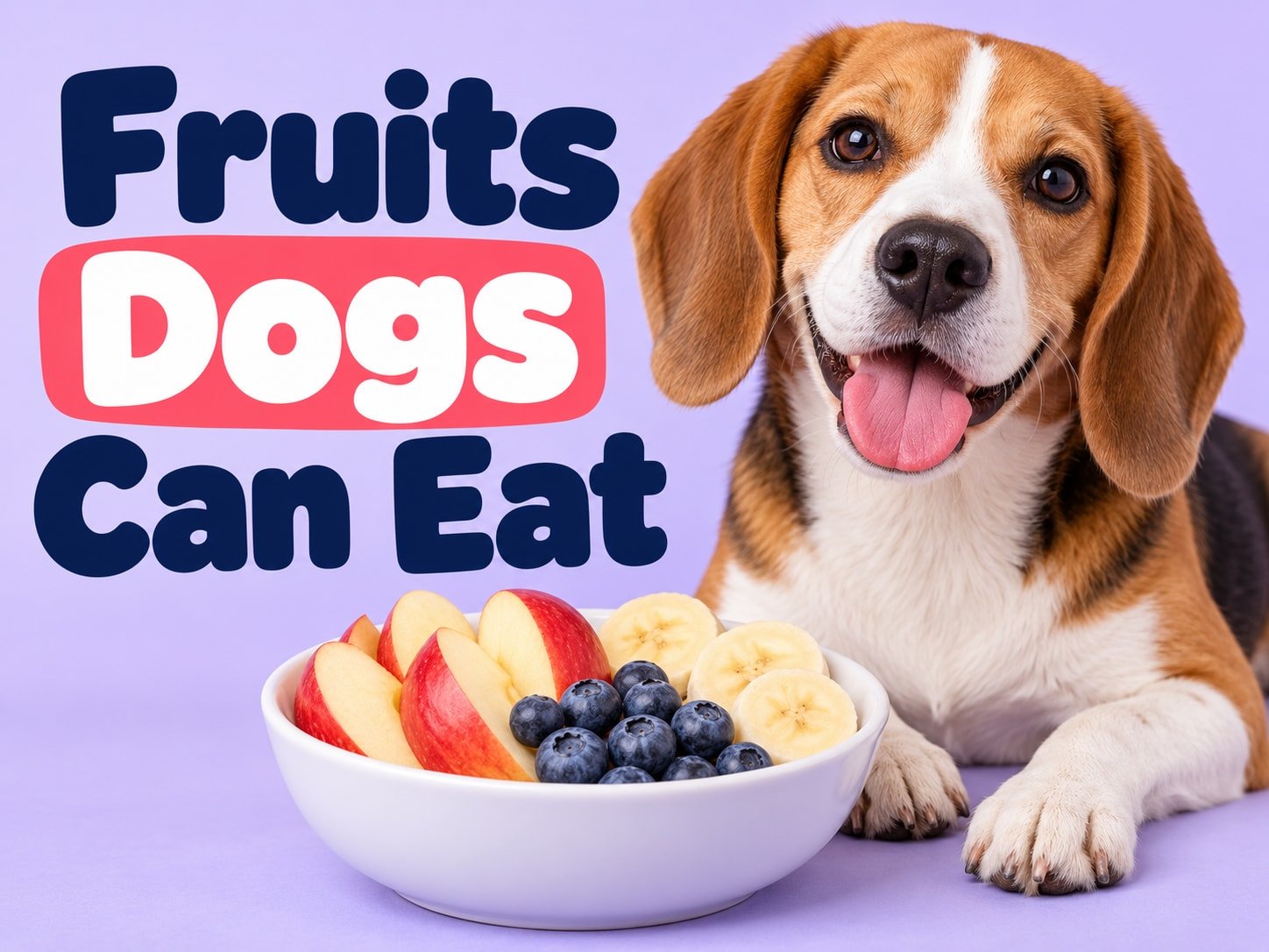 Beagle in a pastel illustrated cover for What Fruits Can Dogs Eat?